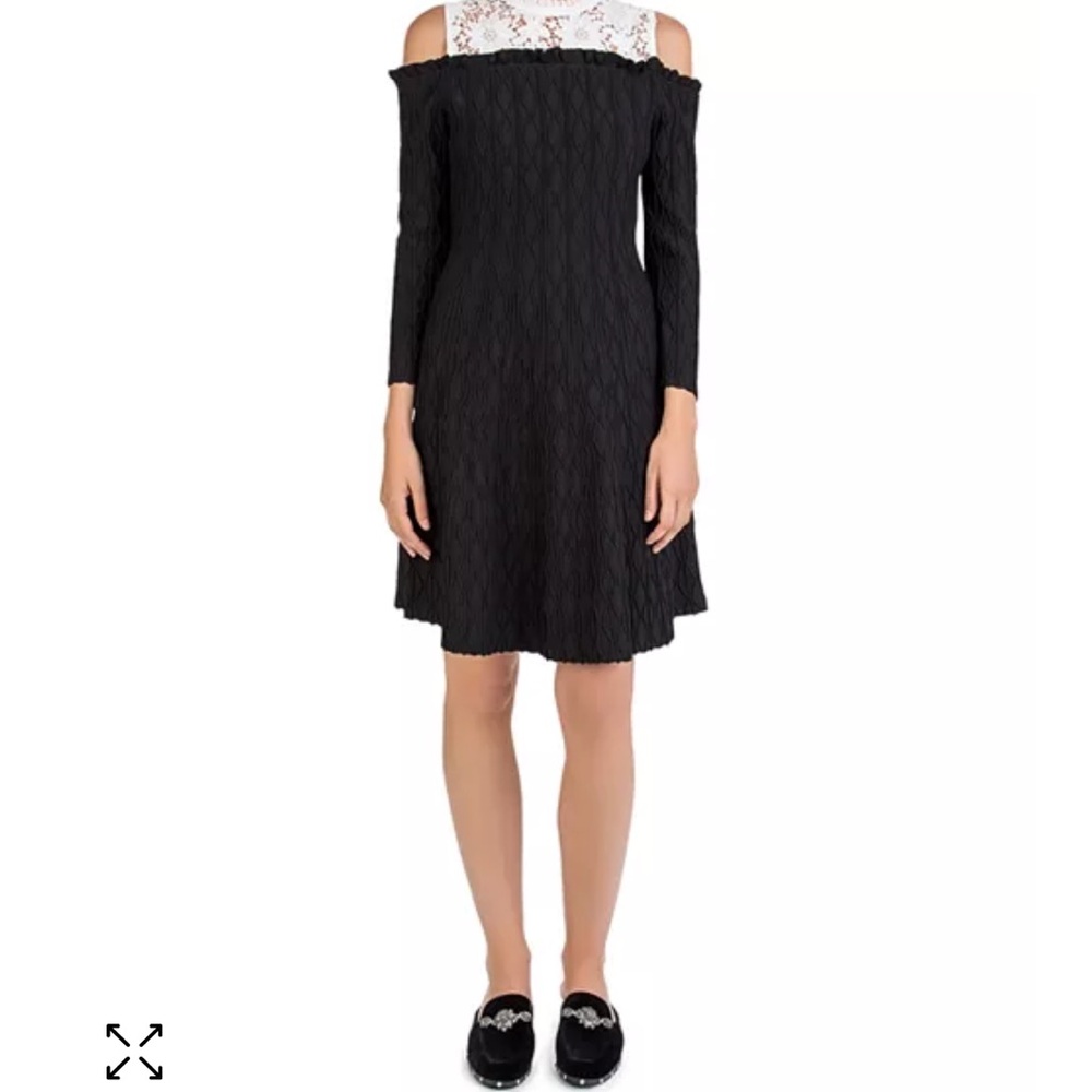 Elegant Black and White Lace Dress